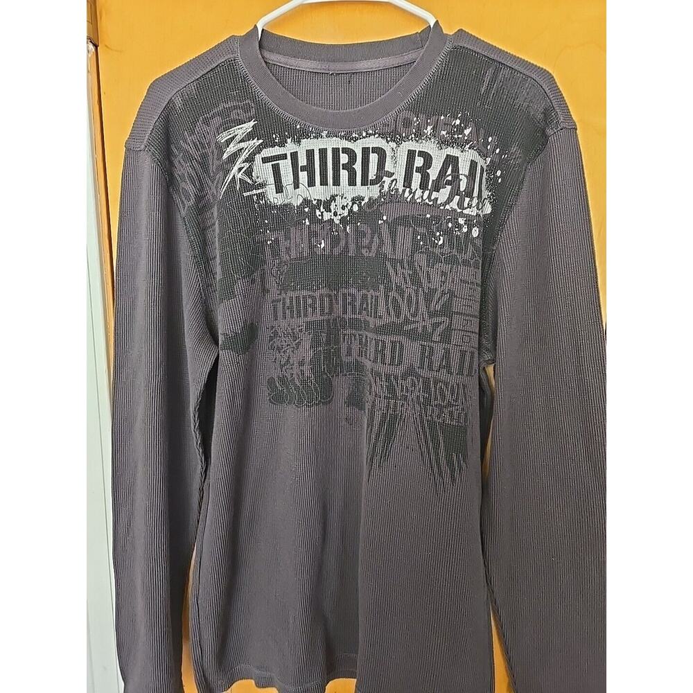 THIRD RAIL for ZOO YORK THERMAL Knit Grey Size Large No Tag Vtg Y2K